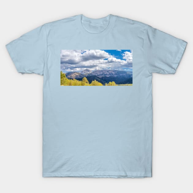 Spanish Peaks Country Colorado Panorama T-Shirt by Debra Martz